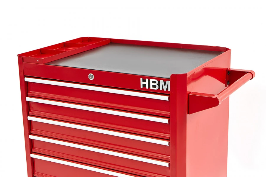 HBM Gereedschapswagen Met 7 Laden - 66 Cm - Rood 3 HBM Gereedschapswagen Met 7 Laden - 66 Cm - Rood - Afbeelding 3