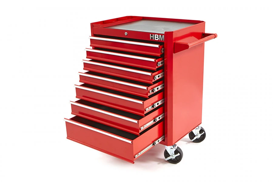 HBM Gereedschapswagen Met 7 Laden - 66 Cm - Rood 1 HBM Gereedschapswagen Met 7 Laden - 66 Cm - Rood
