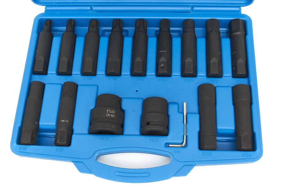 HBM Krachtdoppenset Voor Vrachtwagens 16-delig 1 HBM Krachtdoppenset Voor Vrachtwagens 16-delig