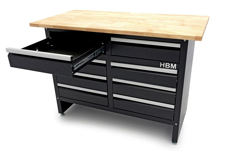 HBM 120 Cm Werkbank Met 8 Laden En Massief Houten Werkblad 6 HBM 120 Cm Werkbank Met 8 Laden En Massief Houten Werkblad - Afbeelding 6