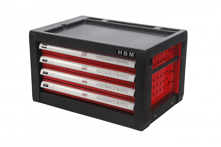 HBM 4 Laden Gereedschap Opzetkast - ROOD 1 HBM 4 Laden Gereedschap Opzetkast - ROOD
