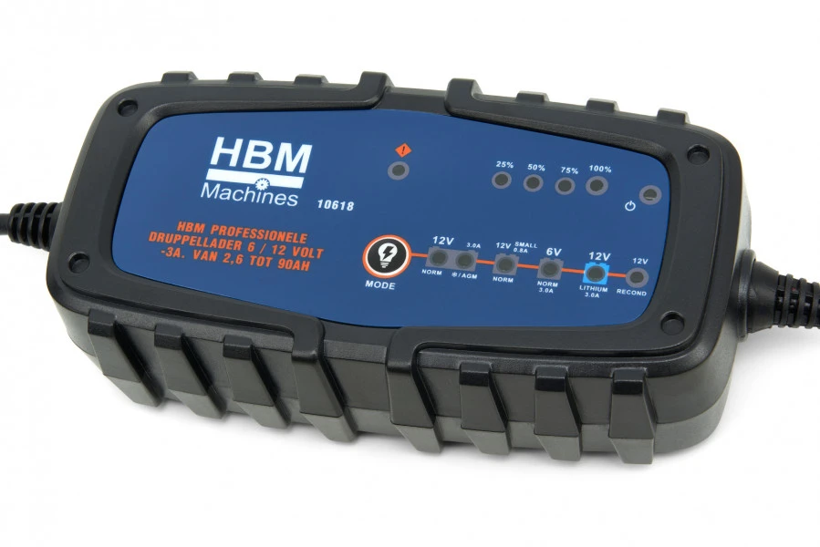 HBM Druppellader 6 / 12 Volt – 3A. Van 2,6 Tot 90AH 1 HBM Druppellader 6 / 12 Volt – 3A. Van 2,6 Tot 90AH