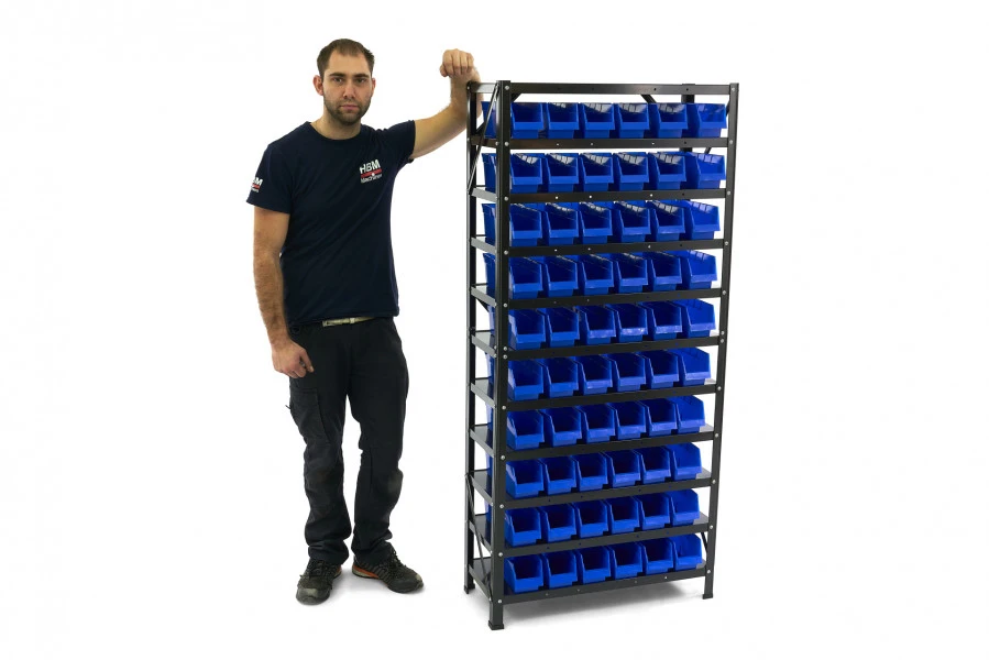 HBM Bakkenkast, Opbergsysteem, Stelling Met 60 Opbergbakken 5 HBM Bakkenkast, Opbergsysteem, Stelling Met 60 Opbergbakken - Afbeelding 5