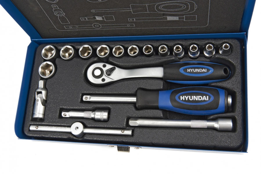 Hyundai 20 Delige 1/4" Dopsleutel Set CrV 1 Hyundai 20 Delige 1/4" Dopsleutel Set CrV